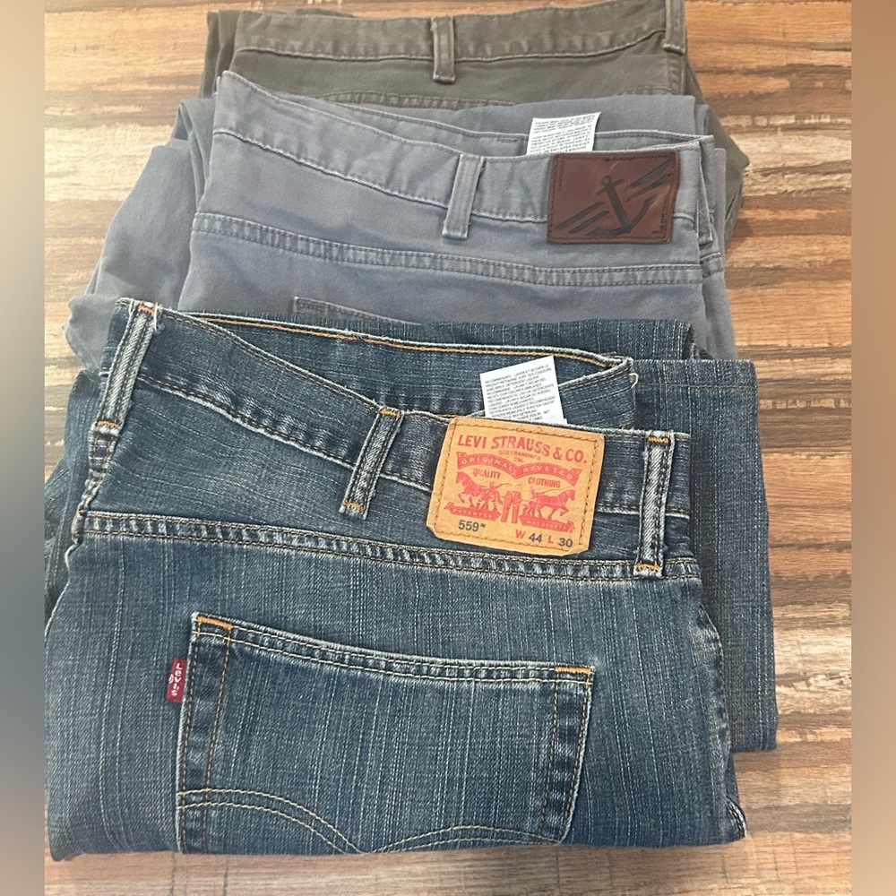 Men's Gray and Blue Straight Jeans